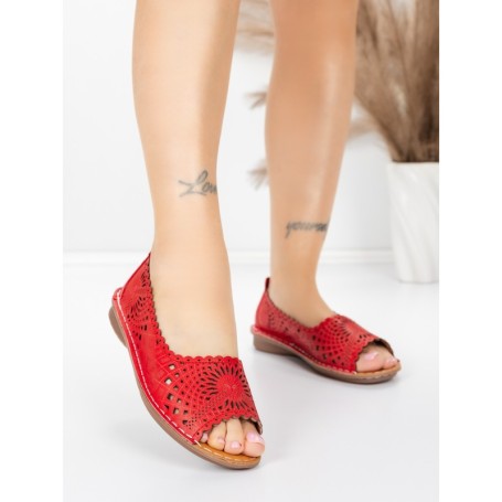 Balerini Dama din piele naturala 355-2 RED | ADVANCER
