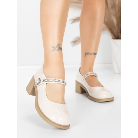 Pantofi cu toc din piele naturala TP1355-1 CREAM | ADVANCER