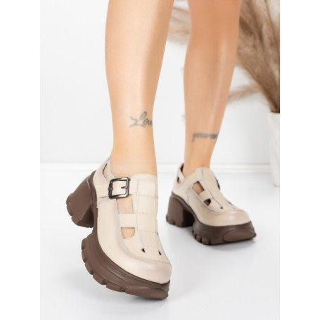 Pantofi Casual Dama din piele naturala 23282 CREAM | ADVANCER