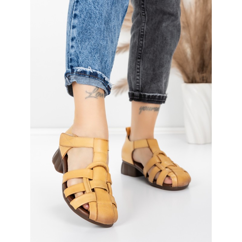 Sandale Dama din piele naturala 7983 YELLOW | ADVANCER