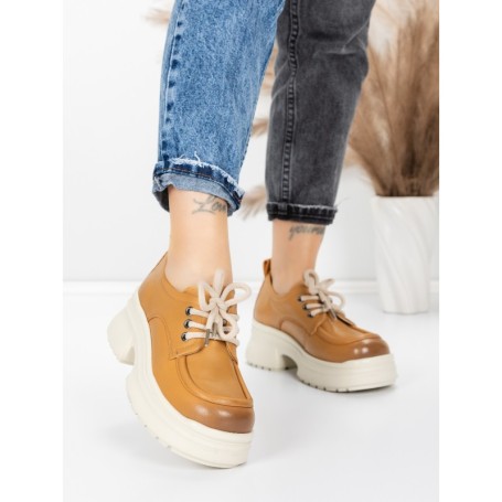 Pantofi Casual Dama din piele naturala 10829 YELLOW | FORMAZIONE