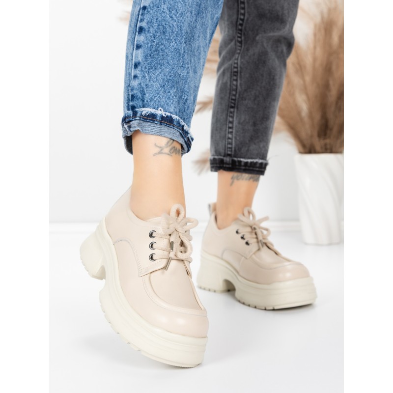 Pantofi Casual Dama din piele naturala 10829 CREAM | FORMAZIONE