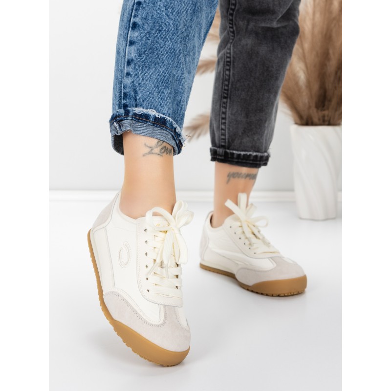 Pantofi Sport Dama din piele naturala KM0820 CREAM | ADVANCER