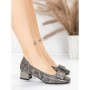 Pantofi cu toc din piele naturala 22163-90 GREY | ADVANCER