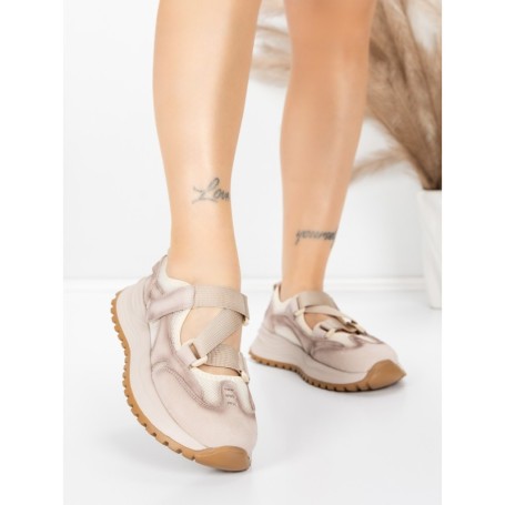 Pantofi Sport Dama din piele naturala KM3906 CREAM | ADVANCER