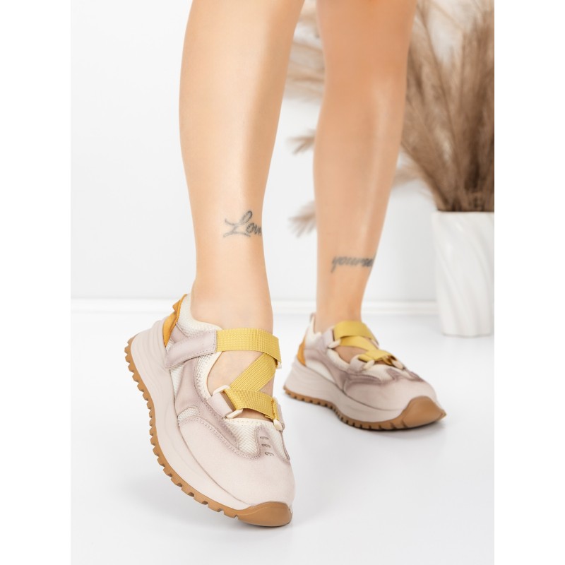 Pantofi Sport Dama din piele naturala KM3906 YELLOW | ADVANCER