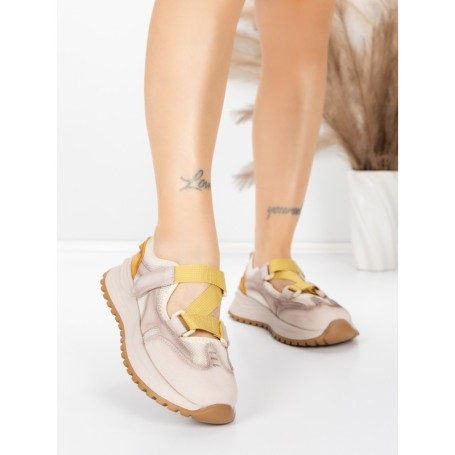 Pantofi Sport Dama din piele naturala KM3906 YELLOW | ADVANCER