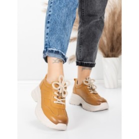 Pantofi Sport Dama din piele naturala 10785 YELLOW | FRANCO GERARDO