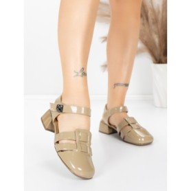 Pantofi cu toc din piele naturala 21161 KHAKI | ADVANCER