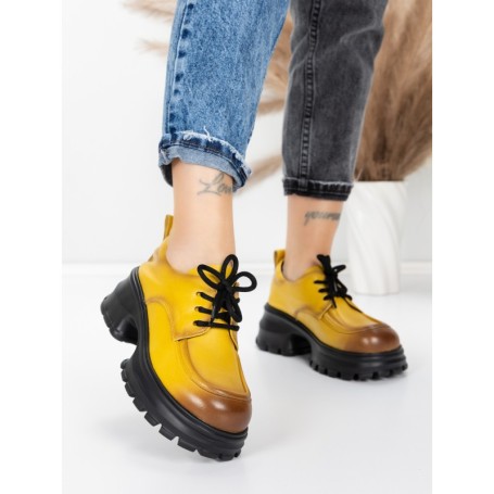 Pantofi Casual Dama din piele naturala 8305 YELLOW | ADVANCER