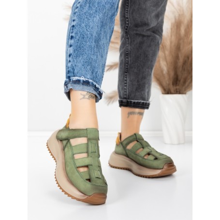 Pantofi Sport Dama din piele naturala KM8882 GREEN | ADVANCER