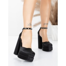 Pantofi cu Toc gros si Platforma 2SY12 BLACK | MEI