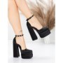Pantofi cu Toc gros si Platforma 2SY12 BLACK | MEI
