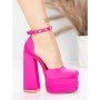 Pantofi cu Toc gros si Platforma 2SY12 FUCHSIA | MEI
