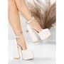 Pantofi cu Toc gros si Platforma 2SY12 BEIGE | MEI