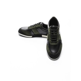 Pantofi Casual Barbati din piele naturala 528-77 GREEN-BLACK | ADVANCER