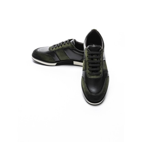 Pantofi Casual Barbati din piele naturala 528-77 GREEN-BLACK | ADVANCER