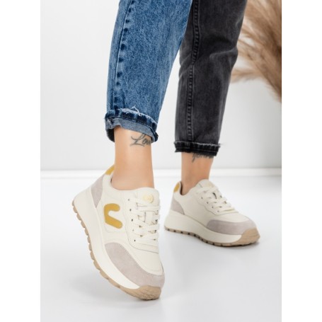 Pantofi Sport Dama din piele naturala 76098-8 YELLOW | ADVANCER