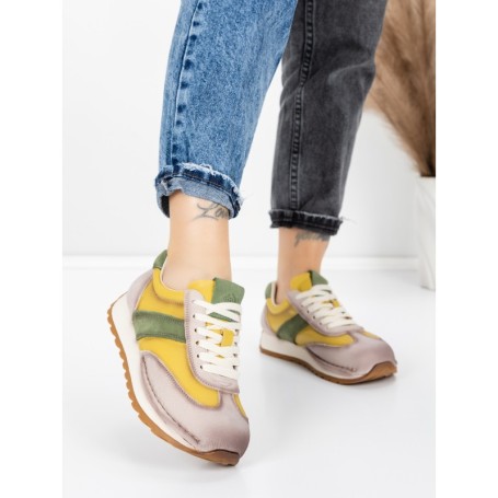 Pantofi Sport Dama din piele naturala KM9218 YELLOW-GREEN | ADVANCER