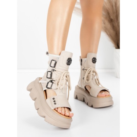 Sandale Dama din piele naturala 19633 CREAM | ADVANCER