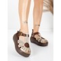 Sandale Dama din piele naturala 10682 CREAM-BROWN | ADVANCER