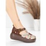Sandale Dama din piele naturala 10682 CREAM-BROWN | ADVANCER