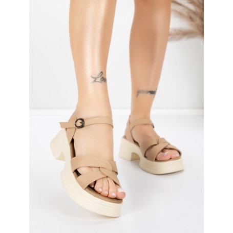 Sandale Dama din piele naturala 2567 APRICOT | ADVANCER