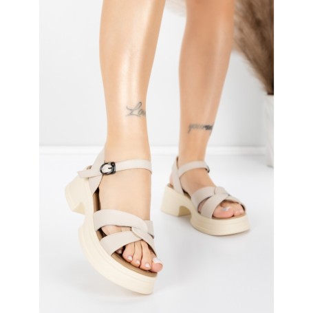 Sandale Dama din piele naturala 2567 CREAM | ADVANCER