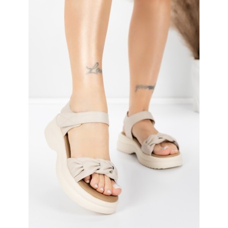 Sandale Dama din piele naturala 2562 CREAM | ADVANCER