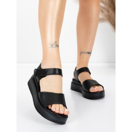 Sandale Dama din piele naturala 25069 BLACK | ADVANCER