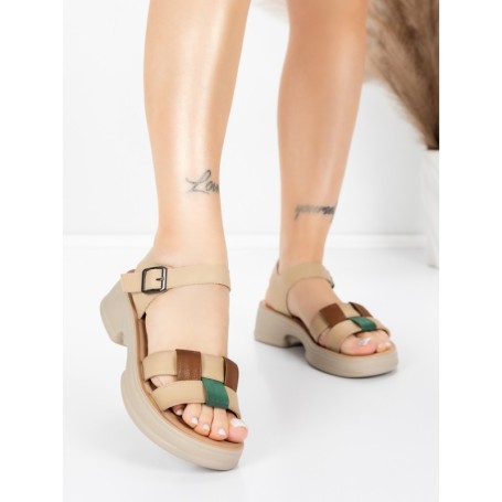 Sandale Dama din piele naturala 251077 APRICOT-ORANGE | ADVANCER