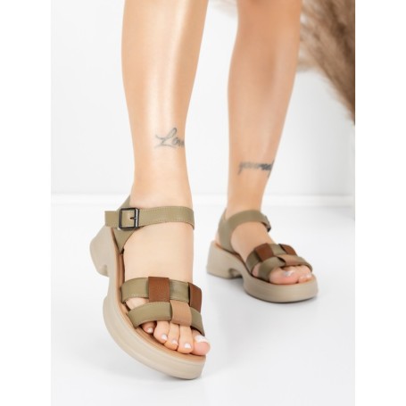 Sandale Dama din piele naturala 251077 GREEN-BROWN | ADVANCER