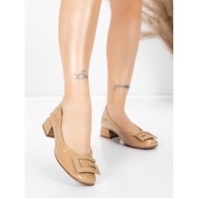Pantofi cu toc din piele naturala 1011-1062 APRICOT | FORMAZIONE