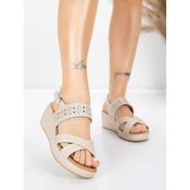 Sandale Dama din piele naturala 9573 CREAM | ADVANCER