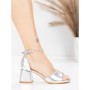 Sandale Dama cu Toc Gros 3GZ50 SILVER | MEI