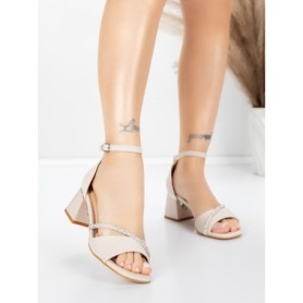 Sandale Dama cu Toc Gros 5JD8 BEIGE | MEI