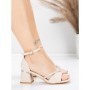Sandale Dama cu Toc Gros 5JD8 BEIGE | MEI