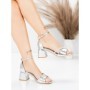 Sandale Dama cu Toc Gros 5JD8 SILVER | MEI
