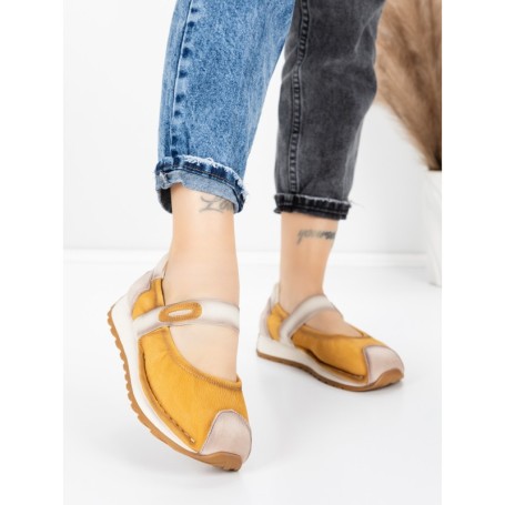 Pantofi Casual Dama din piele naturala KM9205 YELLOW | ADVANCER