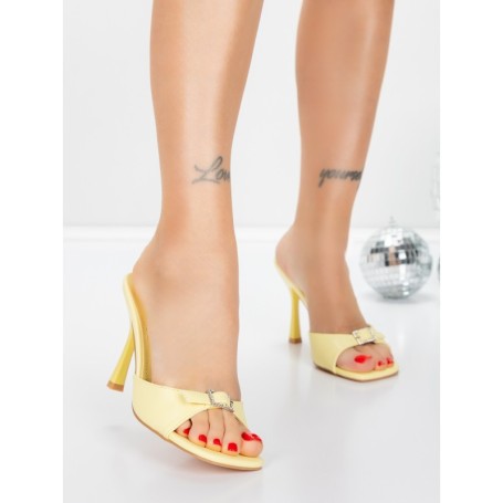 Papuci Dama cu Toc Subtire 5GH80 YELLOW | MEI
