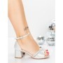 Sandale Dama cu Toc Gros 5XKK96 SILVER | MEI