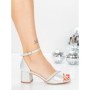 Sandale Dama cu Toc Gros 5XKK96 SILVER | MEI