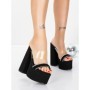 Sandale Dama cu Toc Gros si Platforma 5KV70 BLACK | MEI