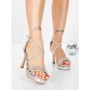 Sandale Dama cu Toc Subtire 5LO9 SILVER | MEI