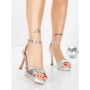 Sandale Dama cu Toc Subtire 5LO10 SILVER | MEI