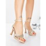 Sandale Dama cu Toc Subtire 5LO12 LIGHT GOLD | MEI