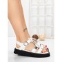 Sandale Dama cu Talpa Joasa 5SY32 WHITE | MEI