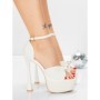 Sandale Dama cu Toc Subtire si Platforma 5DC51 WHITE | MEI