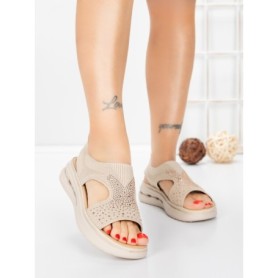 Sandale Dama cu Talpa Joasa 5GS29 BEIGE | MEI