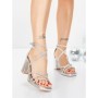 Sandale Dama cu Toc Gros 5BD30 SILVER | MEI